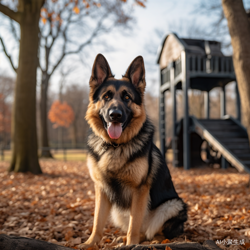 威猛的德牧犬公园玩耍