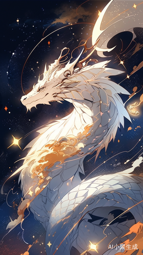 星空中飞翔的白羽金眼龙