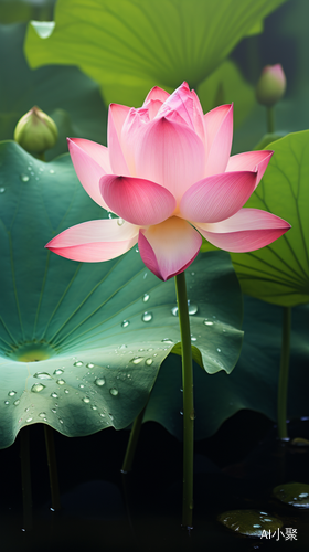 Eastern Zhou Dynasty-inspired Pink Lotus Flower with Water Drop