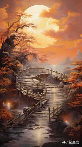 桥上风景与装饰的梦——超广角油画的温暖之美