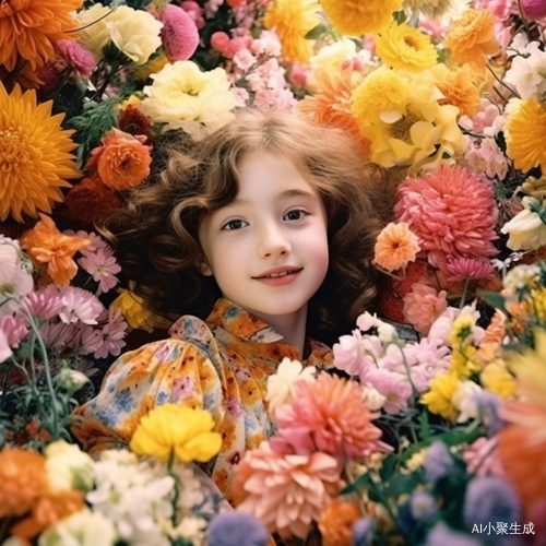 花海少女微笑