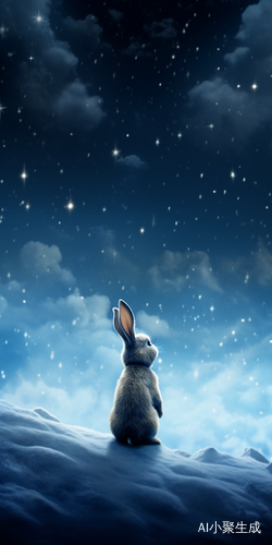 兔子仰望繁星的雪地之美