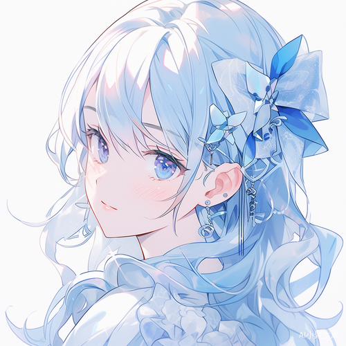蓝色主题美女