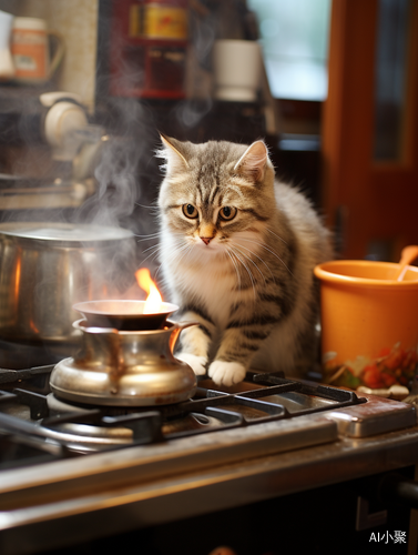 炊烟缭绕中的可爱猫咪：掌握烹饪的艺术