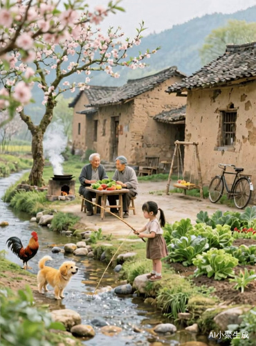 溪水缓缓流淌的宁静时光