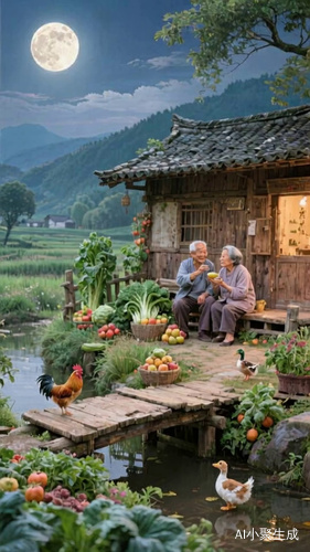 水流动，鸡走起来，树叶漂动