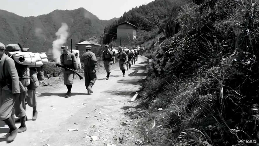 1935 抗日战争 士兵行军 百姓支援
