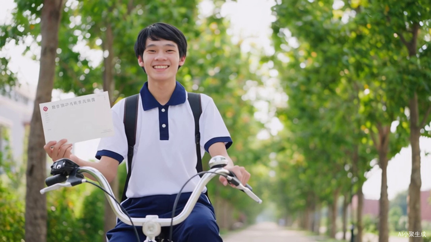 骑车向我走来送大学录取通知书，金榜题名啦！
